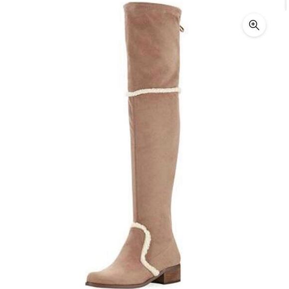 Charles David Shoes - Charles David Gunter Taupe Over The Knee suede shearling Trim Boots Size 9.5
